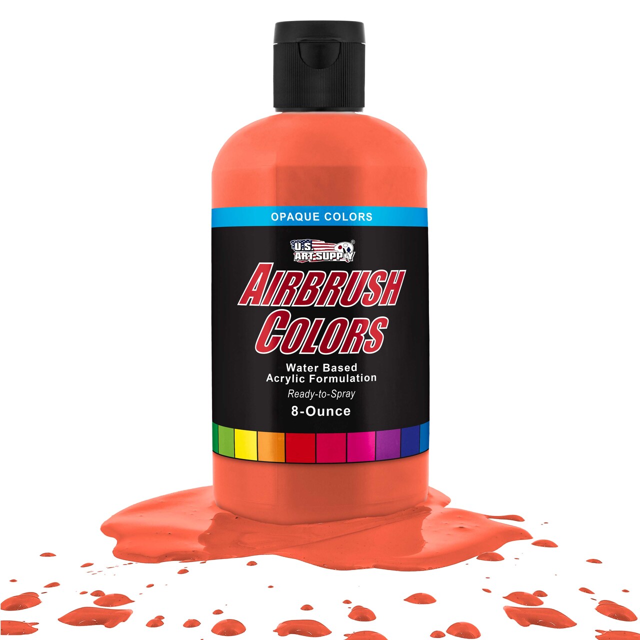 U.S. Art Supply Opaque Orange Acrylic Special Effects Airbrush Paint - 8oz Ready to Spray Air Brush Paint for Nails, Models, Fabric - Water-Based Air Brush Painting